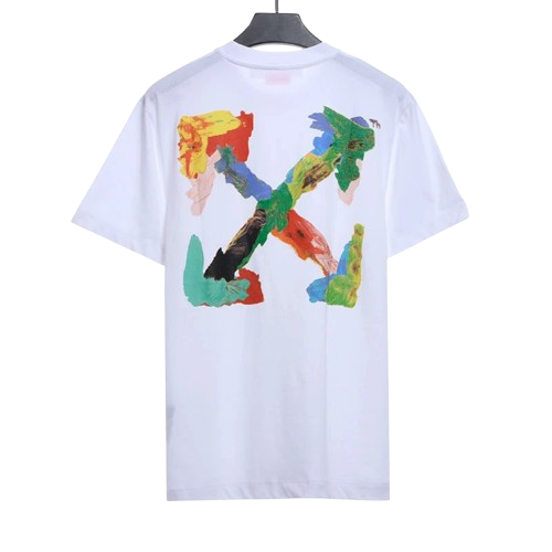 Off White Environmental Protection Ink Hand-painted Color graffiti T-shirt