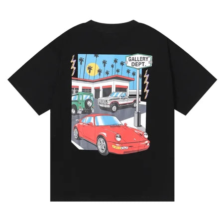 Gallery Dept. 7613 Beverly Blvd Car Graphic T-Shirt — Black / Beige