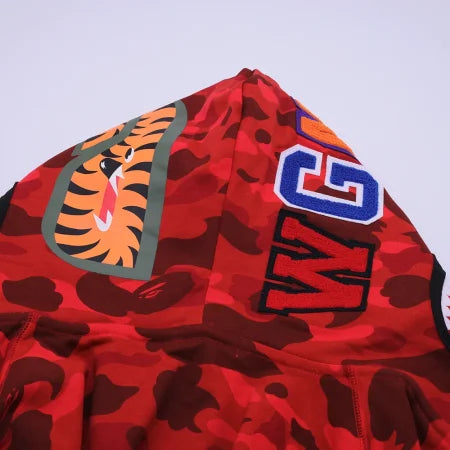 Red Double Hood BAPE Hoodie