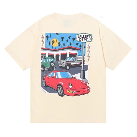 Gallery Dept. 7613 Beverly Blvd Car Graphic T-Shirt — Black / Beige